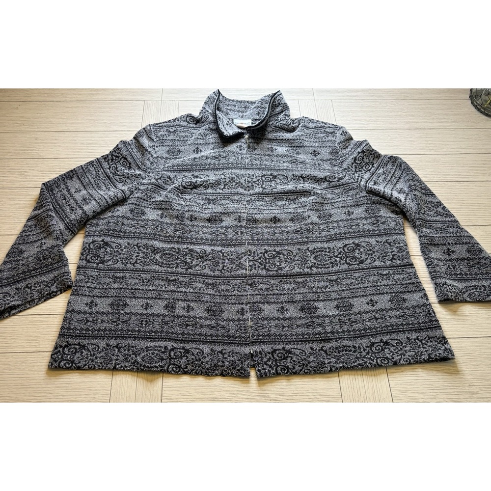 90s Fashion Bug Aztec Jacket Tapestry Southwestern Geometric VTG Blk & Gray 4XL